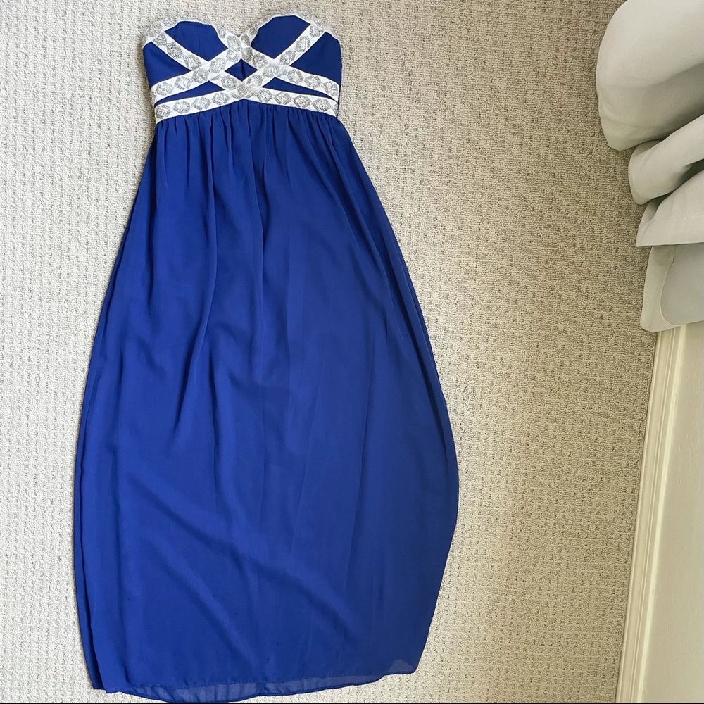 Full length formal strapless gown